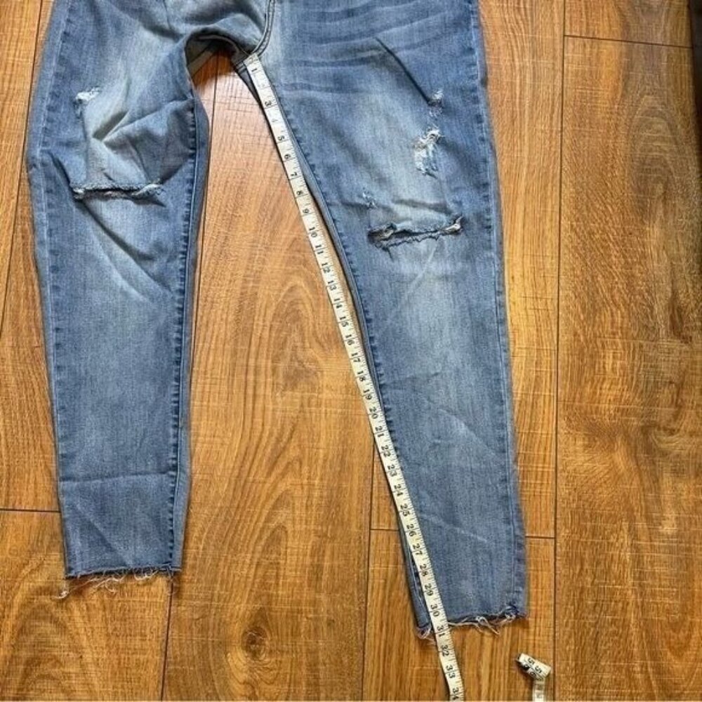 Double Dyed Men's Blue Stretch Distressed Skinny Jeans Size 36 x 32 - Picture 6 of 6
